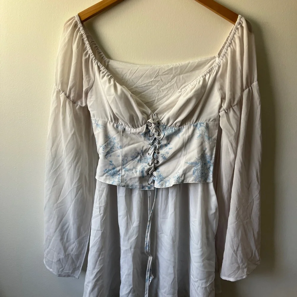Cider Flowy Flounce Sleeve Corset Mini Dress - Picture 1 of 4